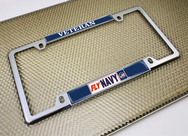 Fly Navy Veteran - Car Metal License Plate Frame